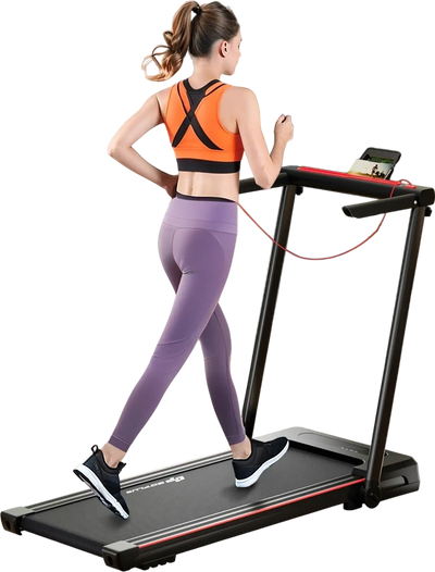 Costway 3-in-1 Folding Treadmill Large Desk LCD Display Black 58714923 New