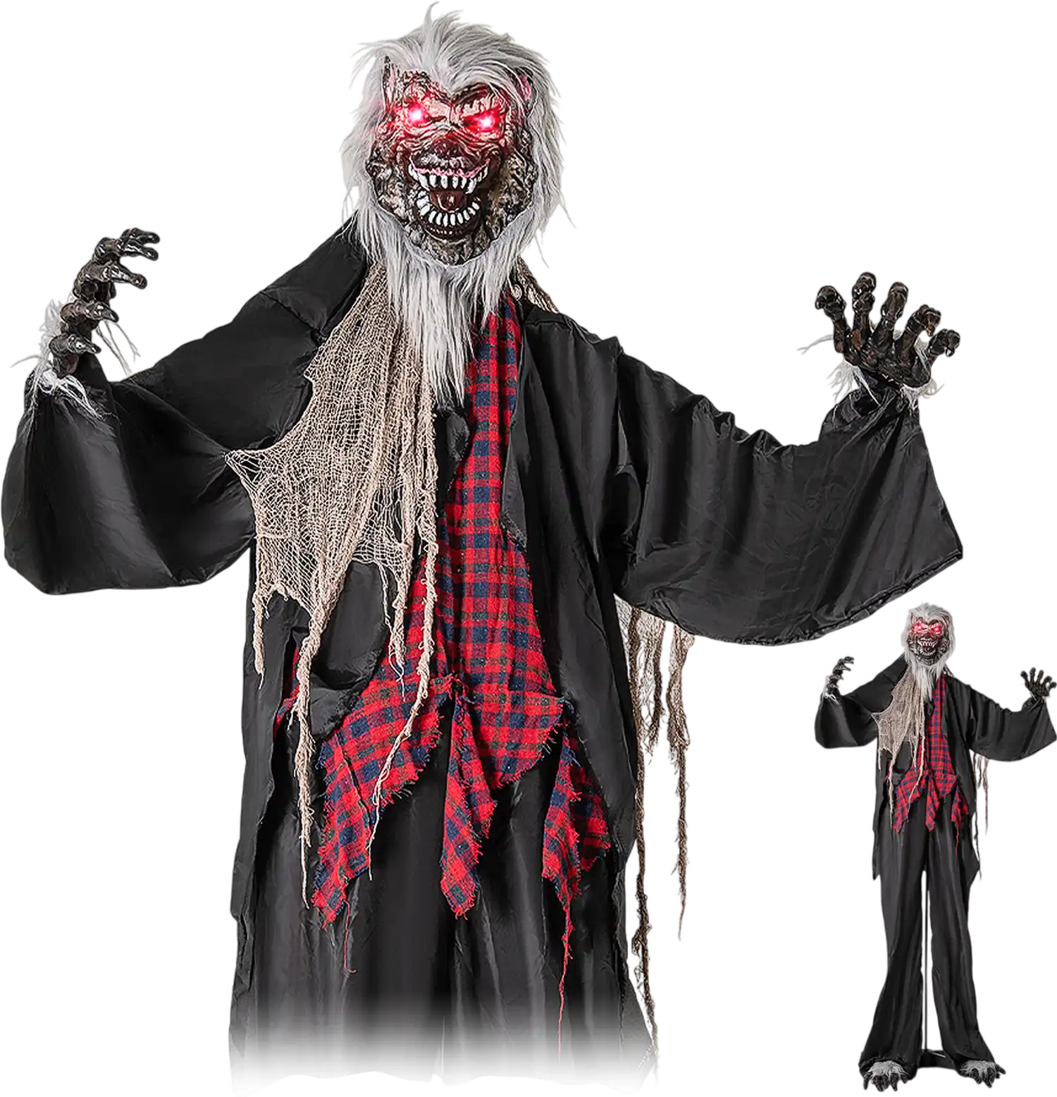 Costway 8.2' Standing Animatronic Werewolf Halloween Decor Red Flashing Eyes Howling Sounds Poseable Arms 83279461 New