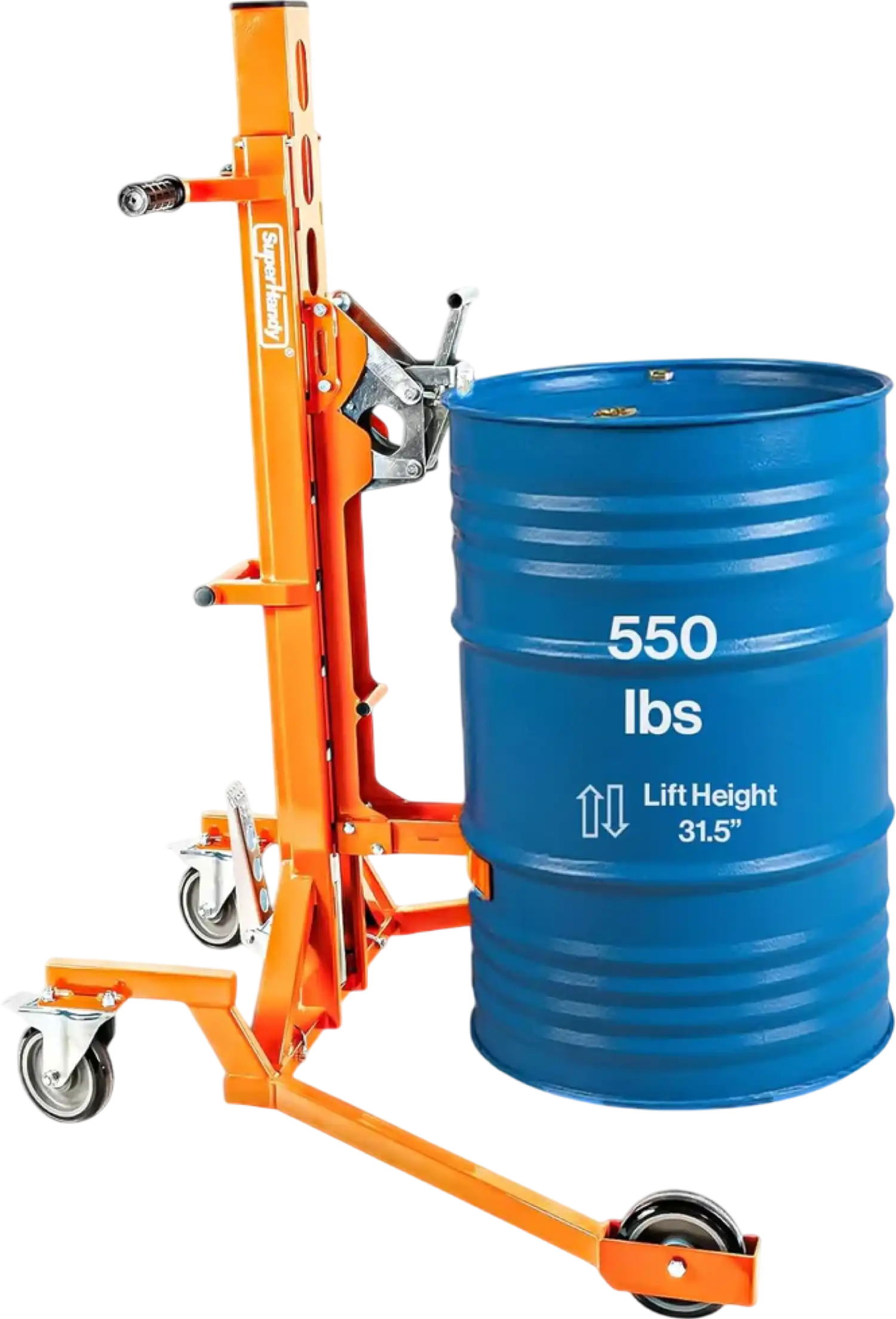 Super Handy GUO138 Hydraulic Drum Lifter for 55 Gal. Drums 550 Lbs Capacity New