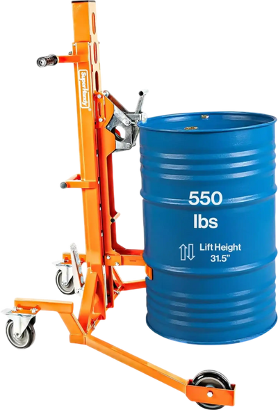 Super Handy GUO138 Hydraulic Drum Lifter for 55 Gal. Drums 550 Lbs Capacity New