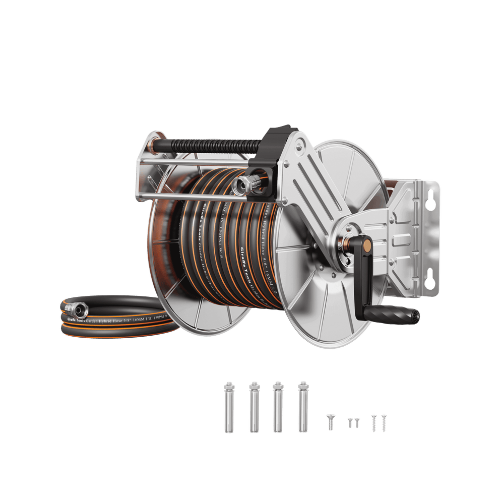 Giraffe Tools Wall Mounted Hose Reel Stainless Steel Heavy Duty New