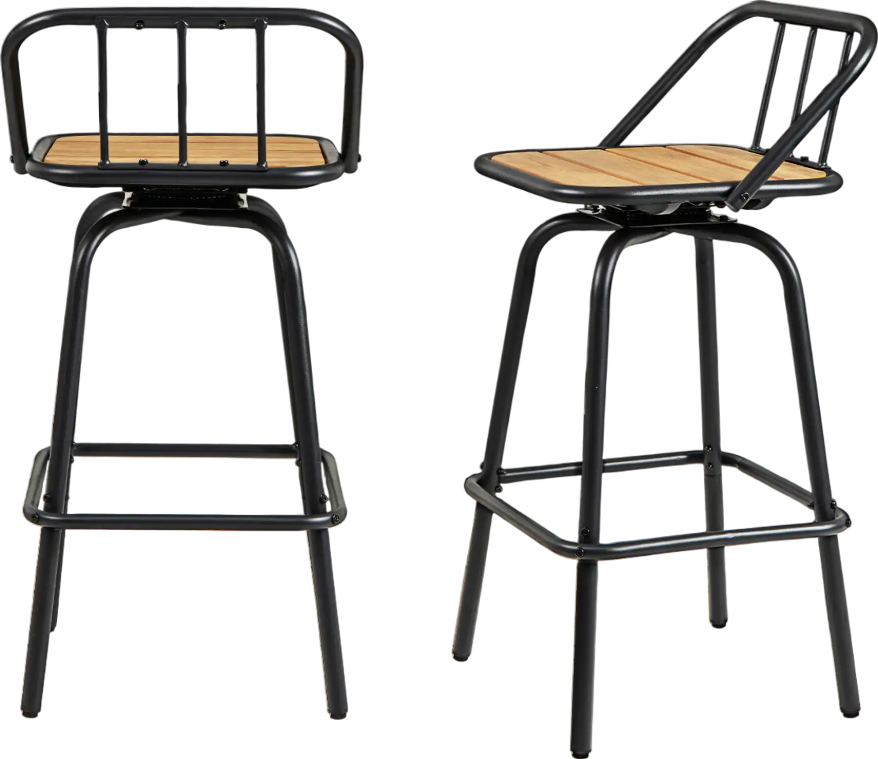 Costway 360° Swivel Bar Stool Set of 2 with Footrest Backrest Black Natural 271495368 New