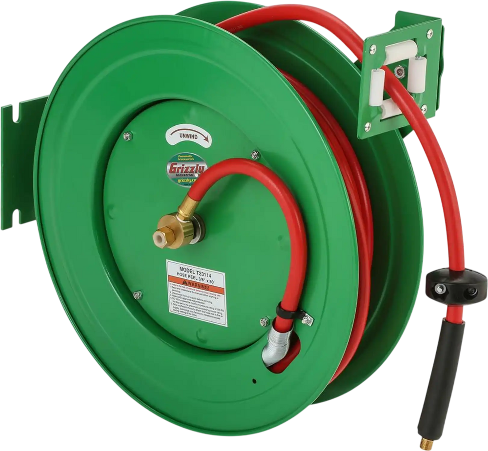 Grizzly T23114 - 3/8" x 50' Retractable Hose Reel