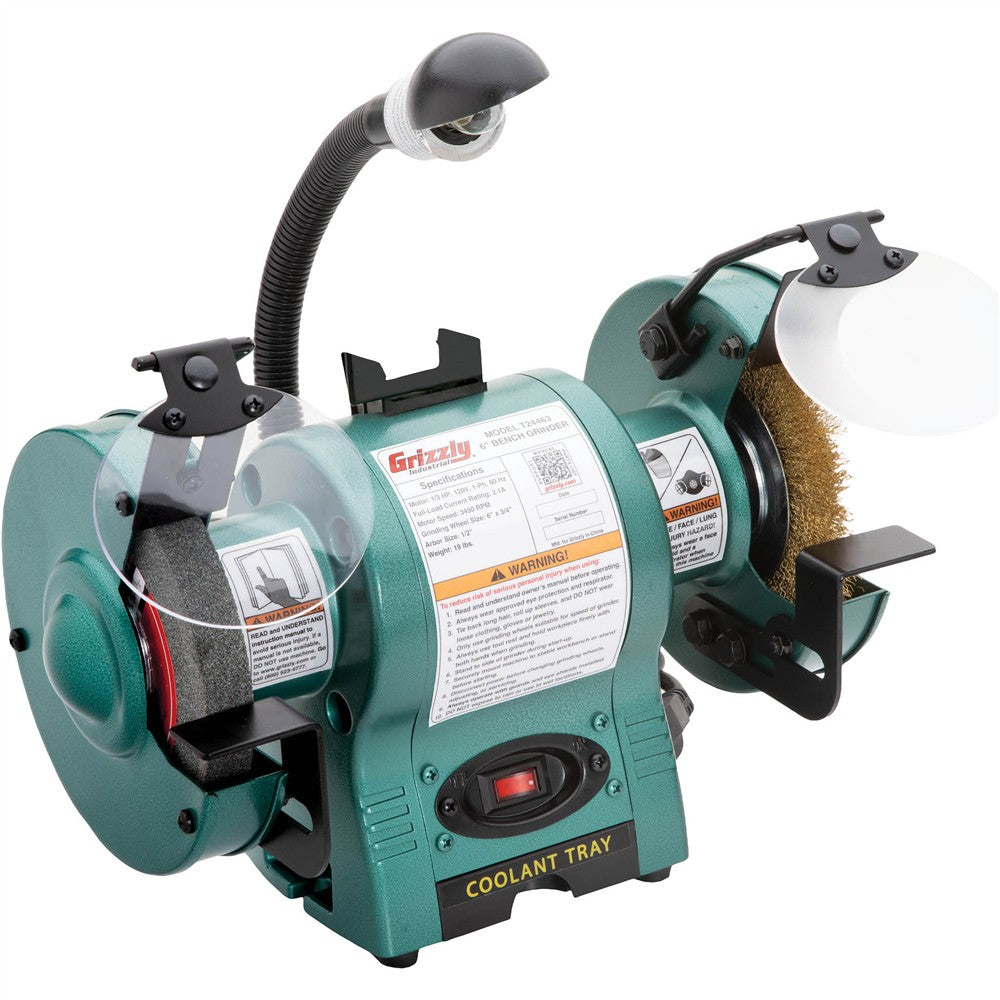 Grizzly T24463 - 6" Bench Grinder with Work Light