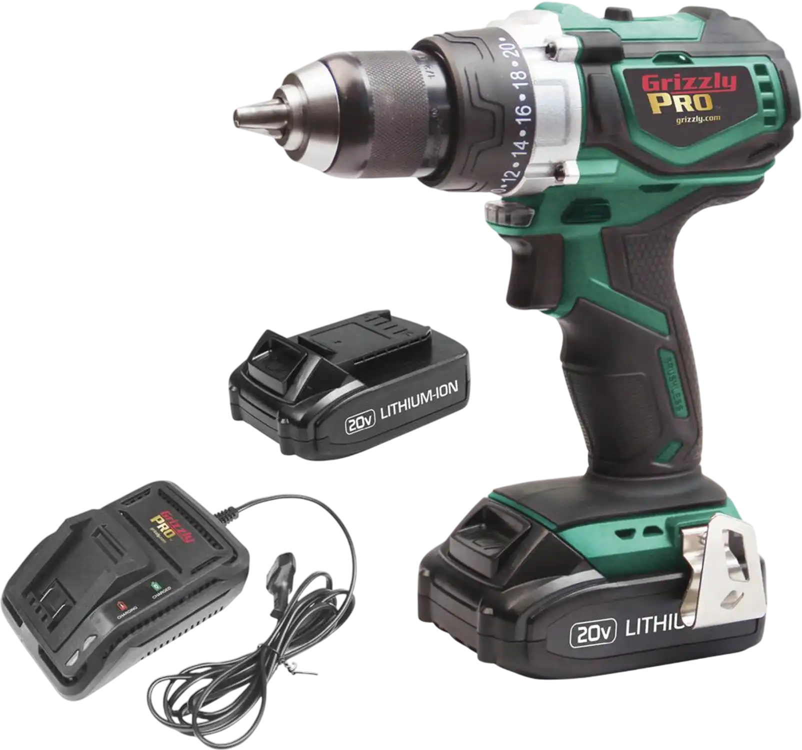 Grizzly T30290X2 Hammer Drill Kit PRO 20V with 2 Li-Ion Batteries & Charger New