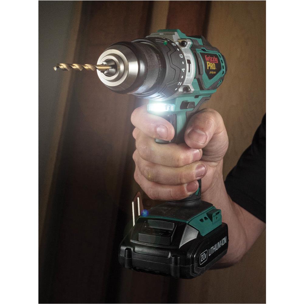 Grizzly PRO T30290X2 - 20V Hammer Drill Kit with 2 Li-Ion Batteries & Charger