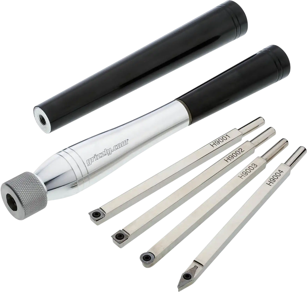 Grizzly T30498 - 6 Pc. Collet Woodturning Chisel Set With Carbide Inserts and Aluminum Handles