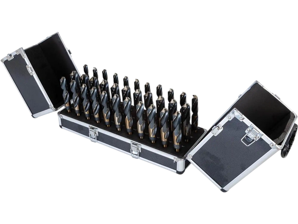 Grizzly T31990 - 33-Pc. M35 Cobalt Silver & Deming Drill Bit Set