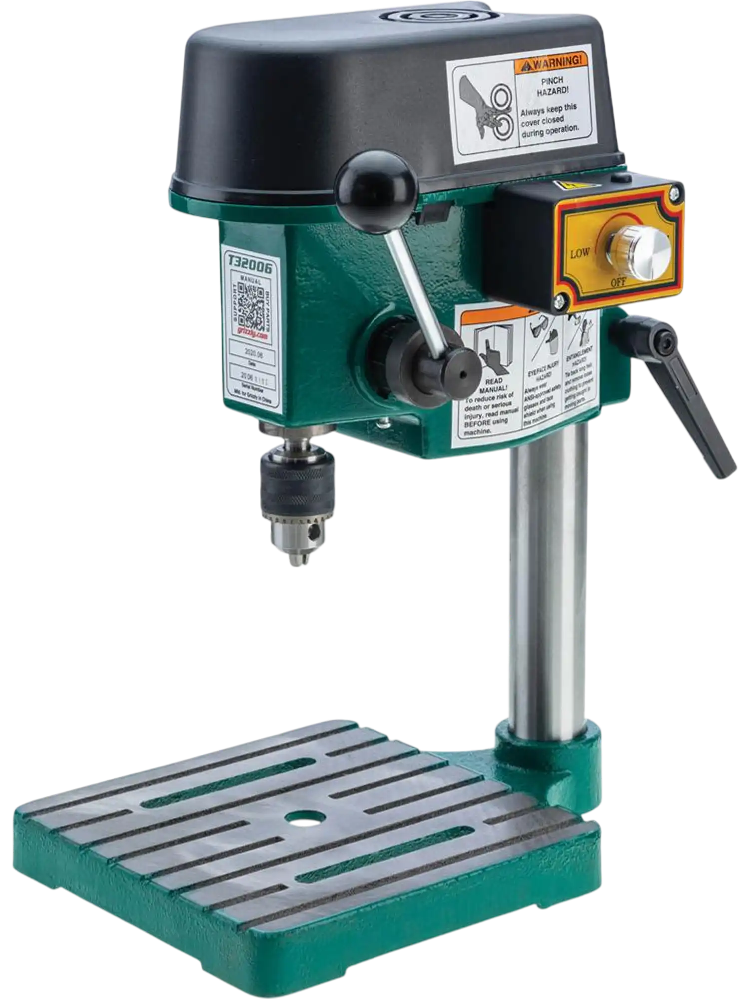 Grizzly T32006 Wood Drill Press Variable-Speed Mini Benchtop New