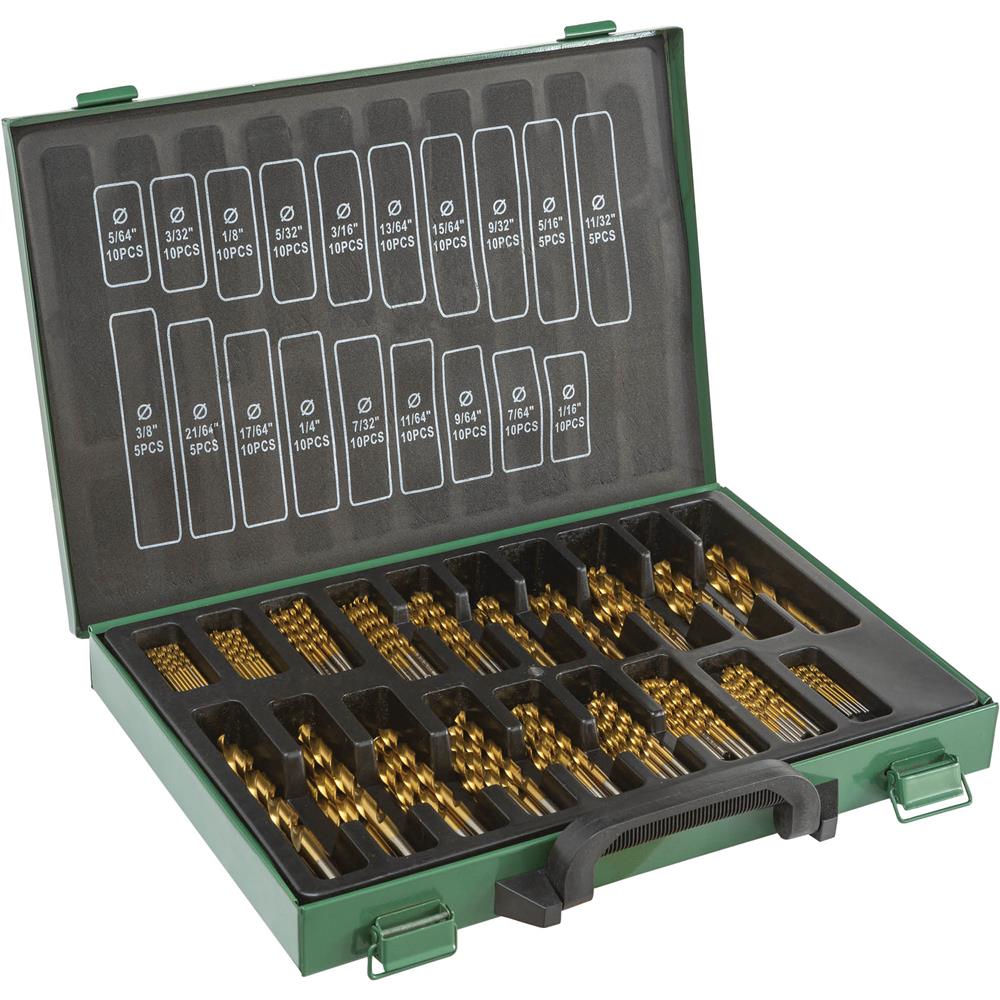 Grizzly PRO T33687 - M2 HSS Bulk TiN-Coated Drill Bit Set, 170-Pc.