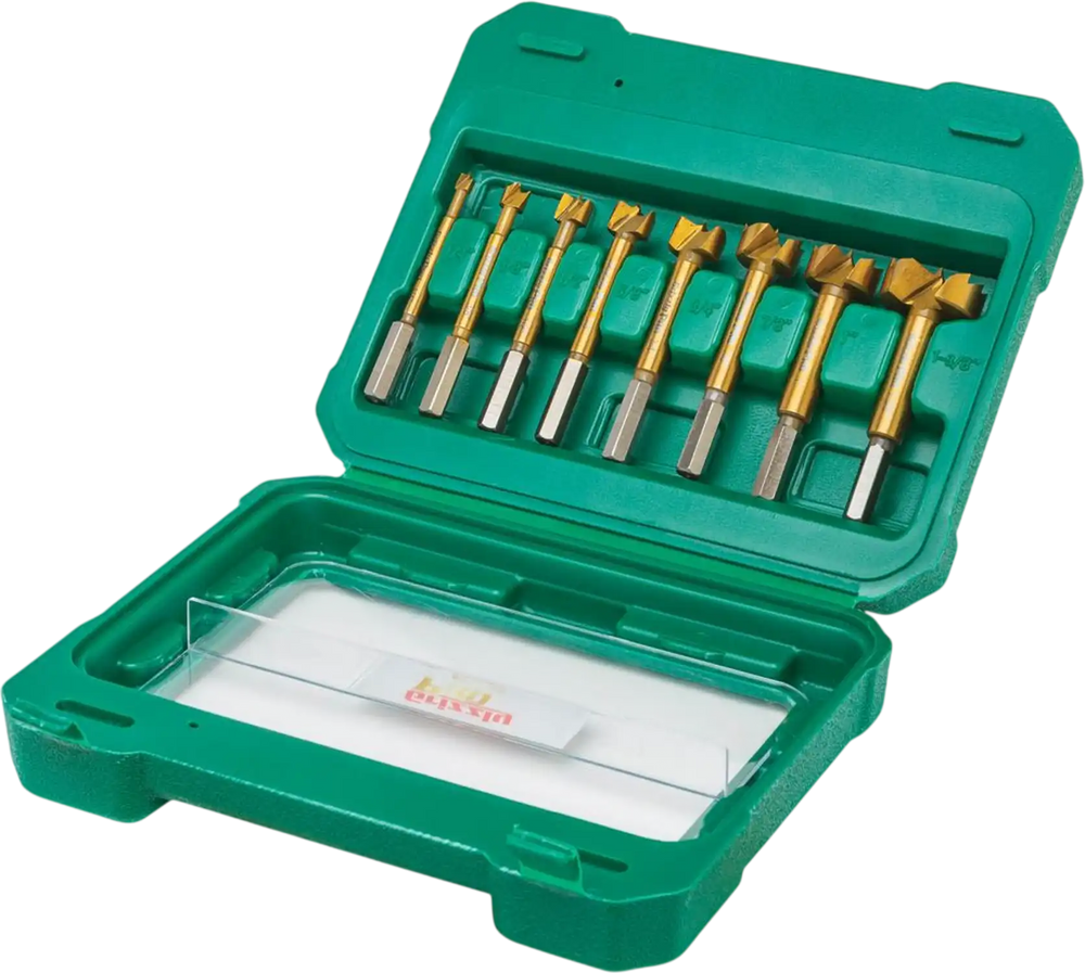Grizzly PRO T33693 - Titanium Coated Hex Shank Forstner Bit Set, 8-Pc. 1/4" - 1-3/8"