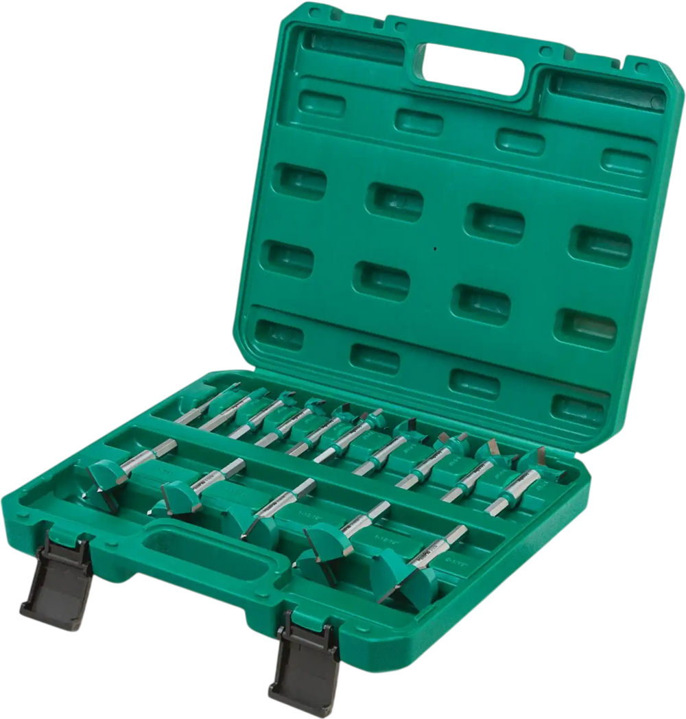 Grizzly PRO T33698 - 15 Pc. Tungsten Carbide Hex Shank Forstner Bit Set, 5/16" - 2-1/16"