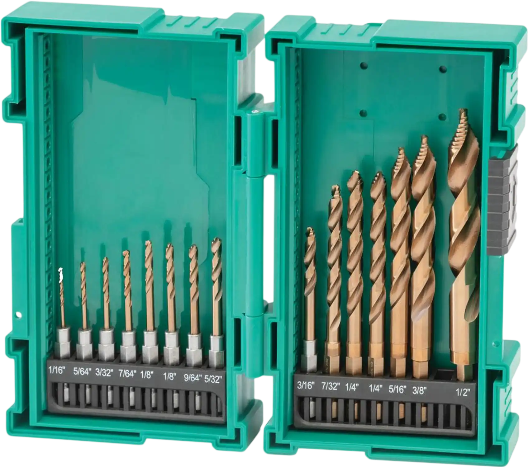 Grizzly T34016 Step Drill Bits PRO 15-Pc M35 Cobalt Step Point Drill Bit Set New