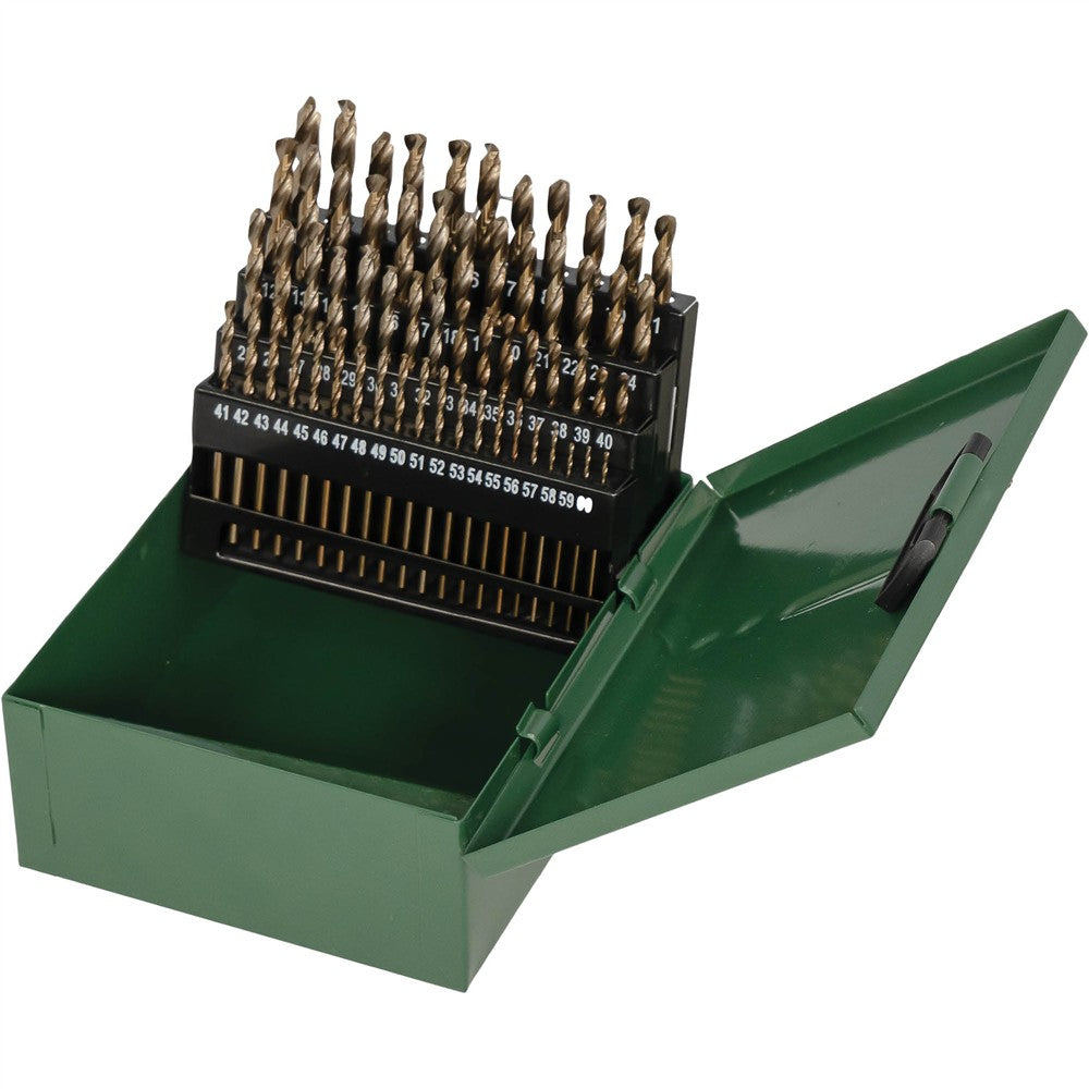 Grizzly PRO T34127 - 60-Pc. M35 HSS Cobalt Numbered 1-60 Drill Bit Set