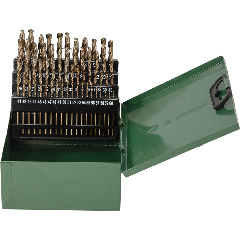 Grizzly PRO T34127 - 60-Pc. M35 HSS Cobalt Numbered 1-60 Drill Bit Set