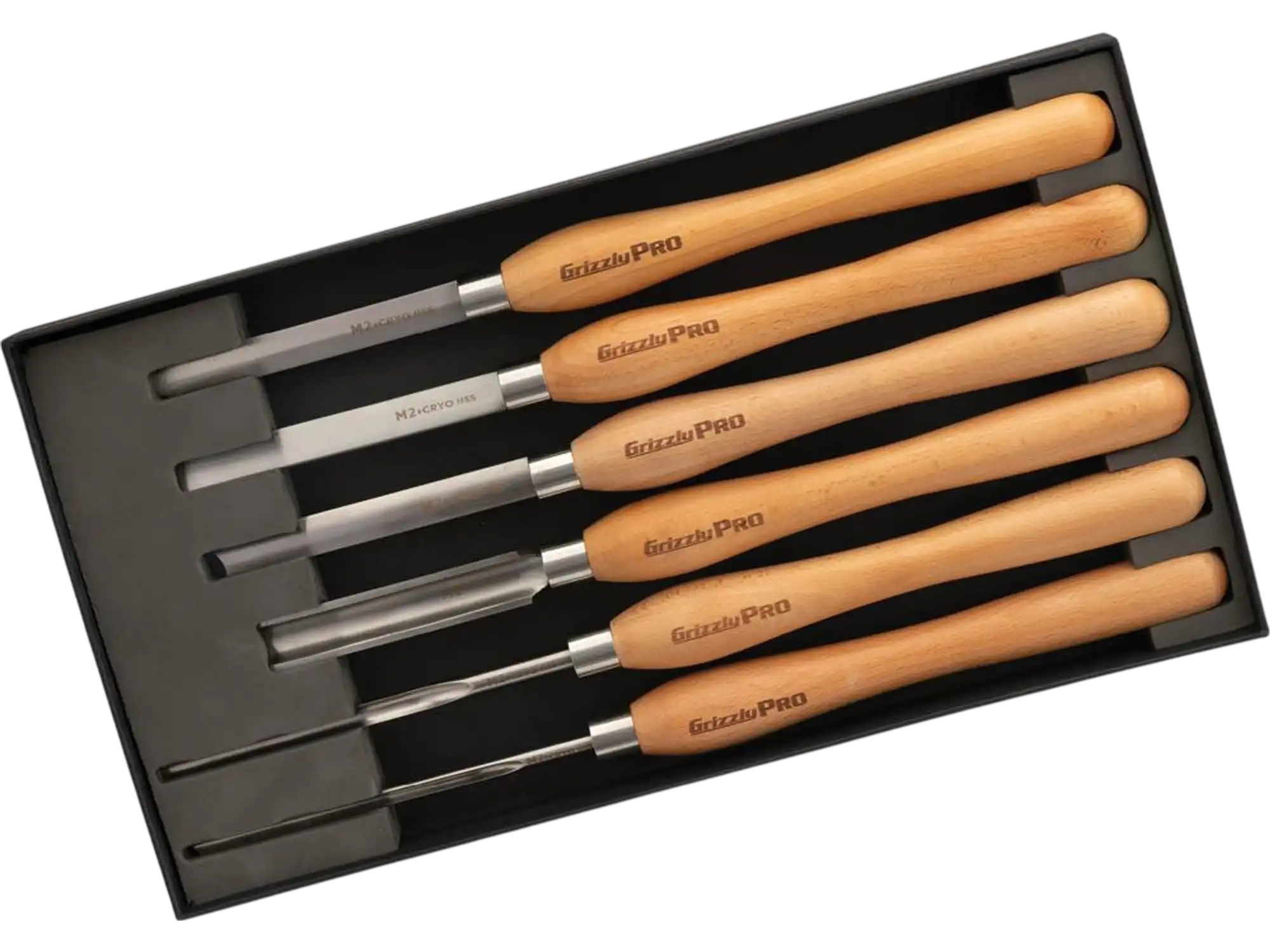 Grizzly T34154 Chisels & Gouges PRO 6-Pc M2 Cryo Lathe Tool Set Detail Precision New