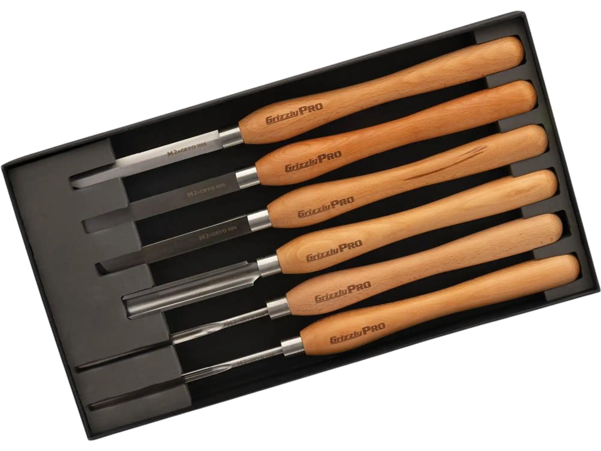 Grizzly T34155 Chisels & Gouges PRO 6-Pc M2 Cryo Lathe Tool Set Shaping Contours New