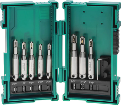 Grizzly T34203 Specialty Drill Bits PRO 8-PC M2 HSS TiN Coated Hinge Bit Set New