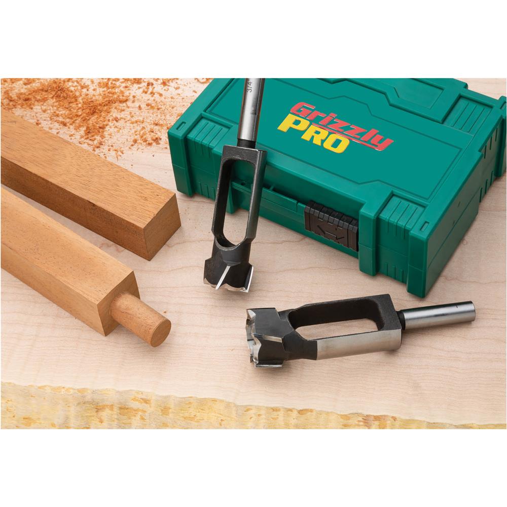 Grizzly PRO T34240 - Tenon/Plug Cutter 3-Pc. Set - 3/8", 1/2", 5/8"