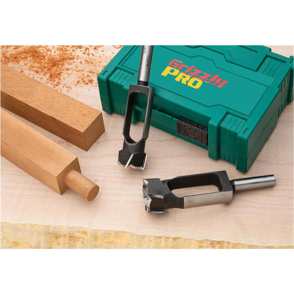 Grizzly PRO T34241 - Tenon/Plug Cutter 5-Pc. Set - 3/8", 1/2", 5/8", 3/4", 1"