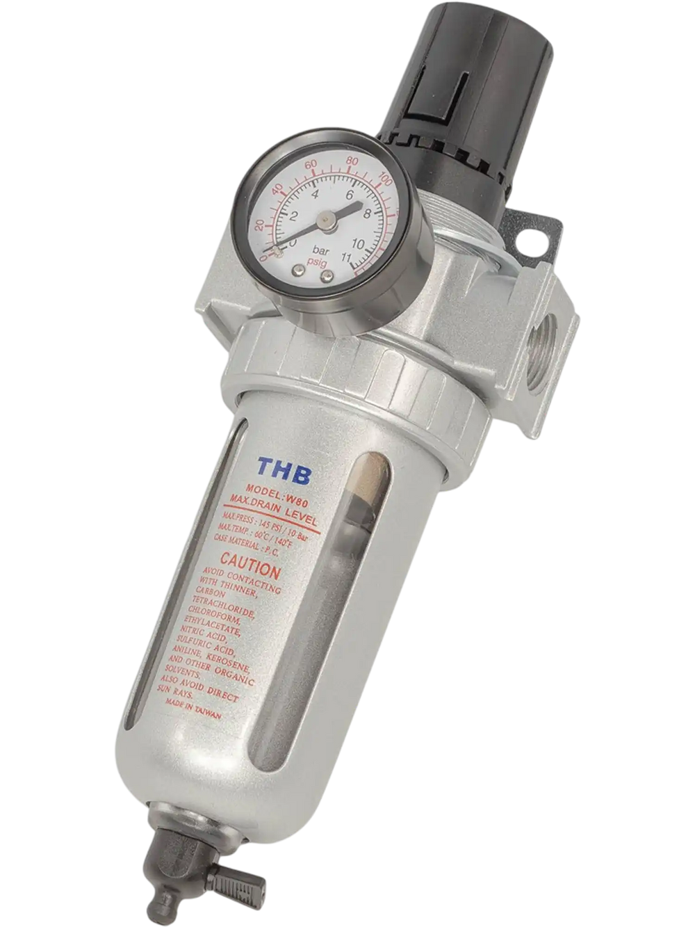 Grizzly T34263 - 1/2" Filter/Regulator with Gauge 150 PSI