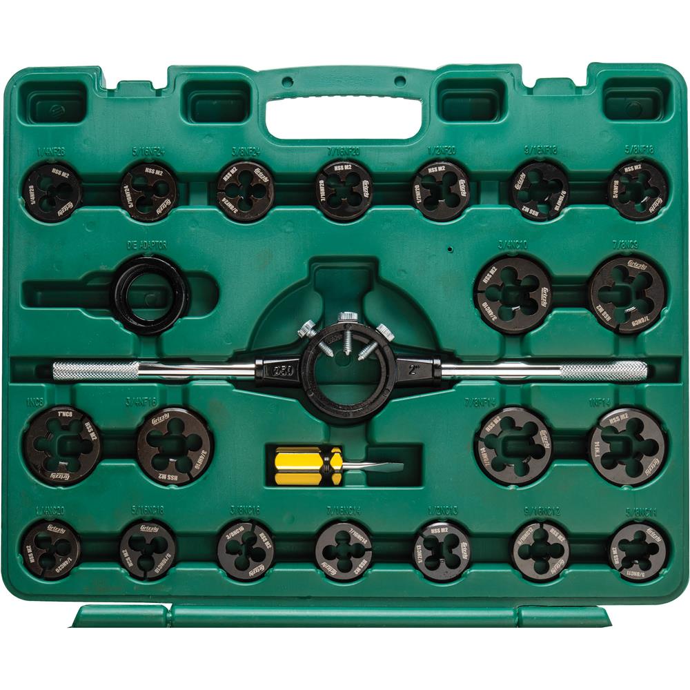 Grizzly Precision T34296 - 45-Pc. SAE M2 HSS Tap and Die Set