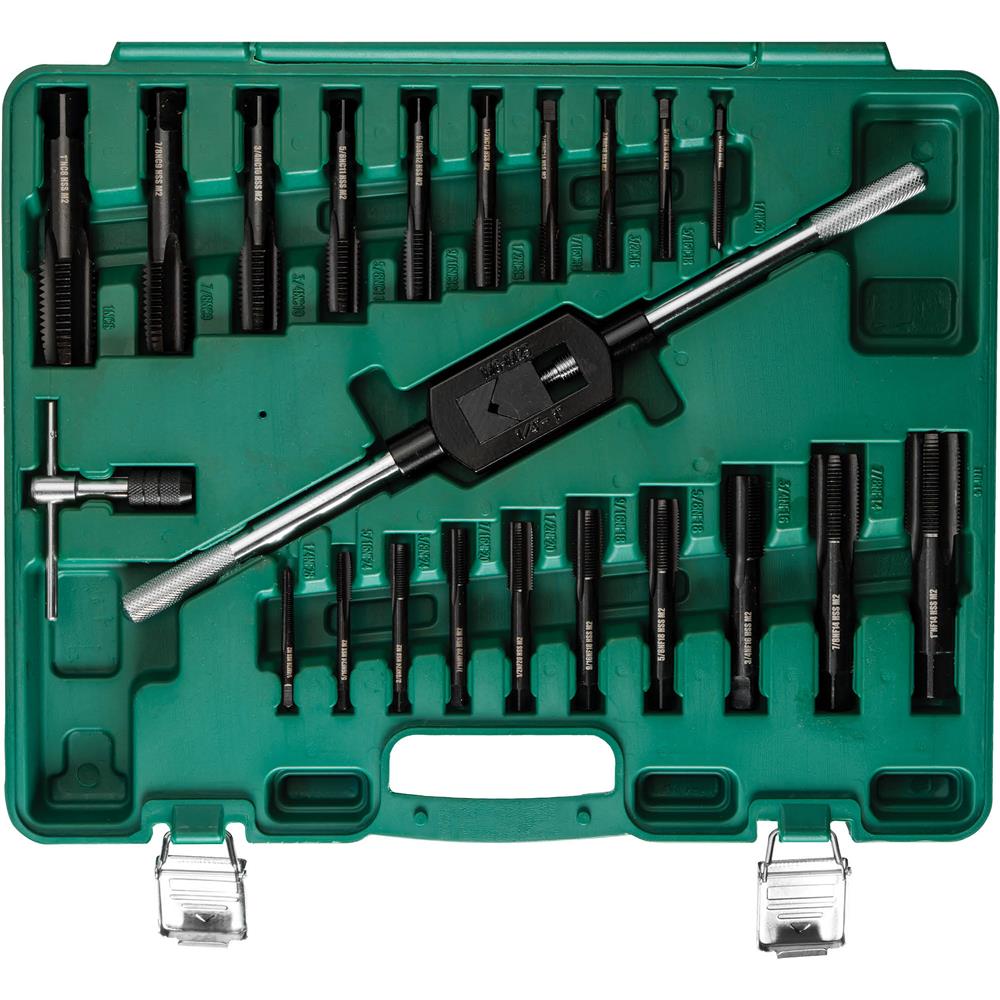 Grizzly Precision T34296 - 45-Pc. SAE M2 HSS Tap and Die Set