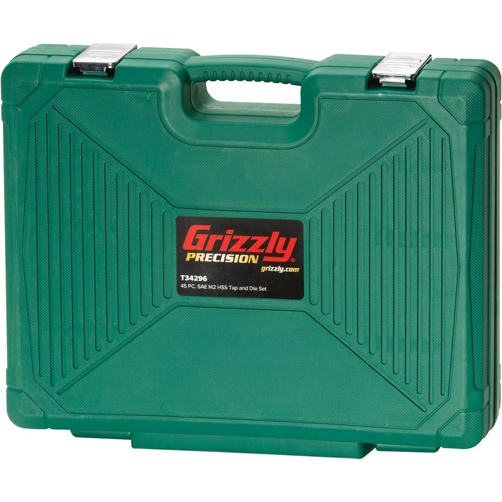 Grizzly Precision T34296 - 45-Pc. SAE M2 HSS Tap and Die Set