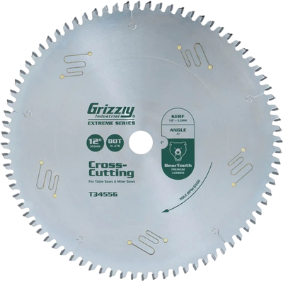 Grizzly T34556 Circular Saw Blade Extreme Series Crosscut Saw Blade 12