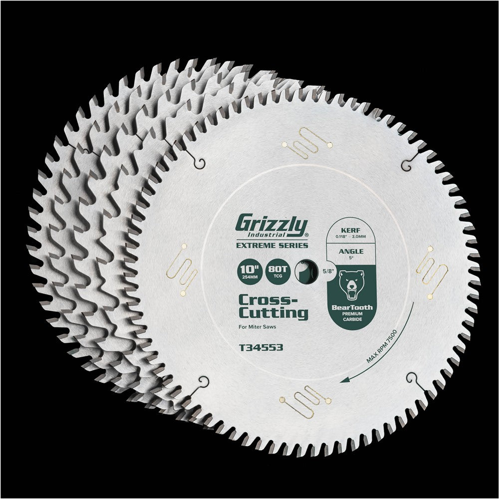 Grizzly T34556 - 12" x 1" 80T ATBR Extreme Series Crosscut Saw Blade