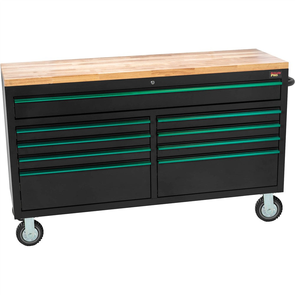 Grizzly PRO T34621 - 61" 9-Drawer Tool Cabinet w/ Outlets