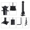 5-piece black fireplace tool set including a base, tong, poker, shovel, and brush for fire tending needs.
