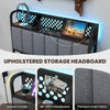 Upholstered storage headboard with LED lights, featuring breathable fabric and 4 large storage drawers for twin bed.