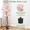 5 FT tall artificial cherry blossom tree with pink flowers in a stable flowerpot, perfect for home or office decoration.