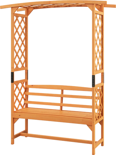 Costway 6.5' Patio Garden Arbor Pergola 2-Seat Bench 61758932 New