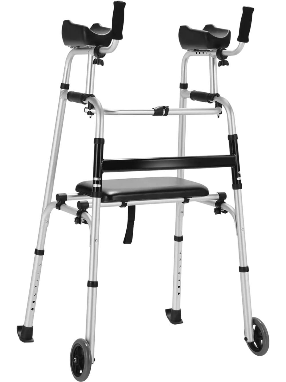 Height Adjustable Rollator Walker With Seat and Armrest Pad