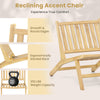 Teak wood outdoor reclining chair with ergonomic backrest, smooth surface, and 352 lbs weight capacity for comfortable.