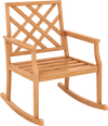 Teak Wood Rocking Chair with Backrest and Slatted Seat