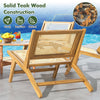 Teak wooden chair with handwoven rattan backrest, showcasing sturdy construction and ergonomic design for indoor.