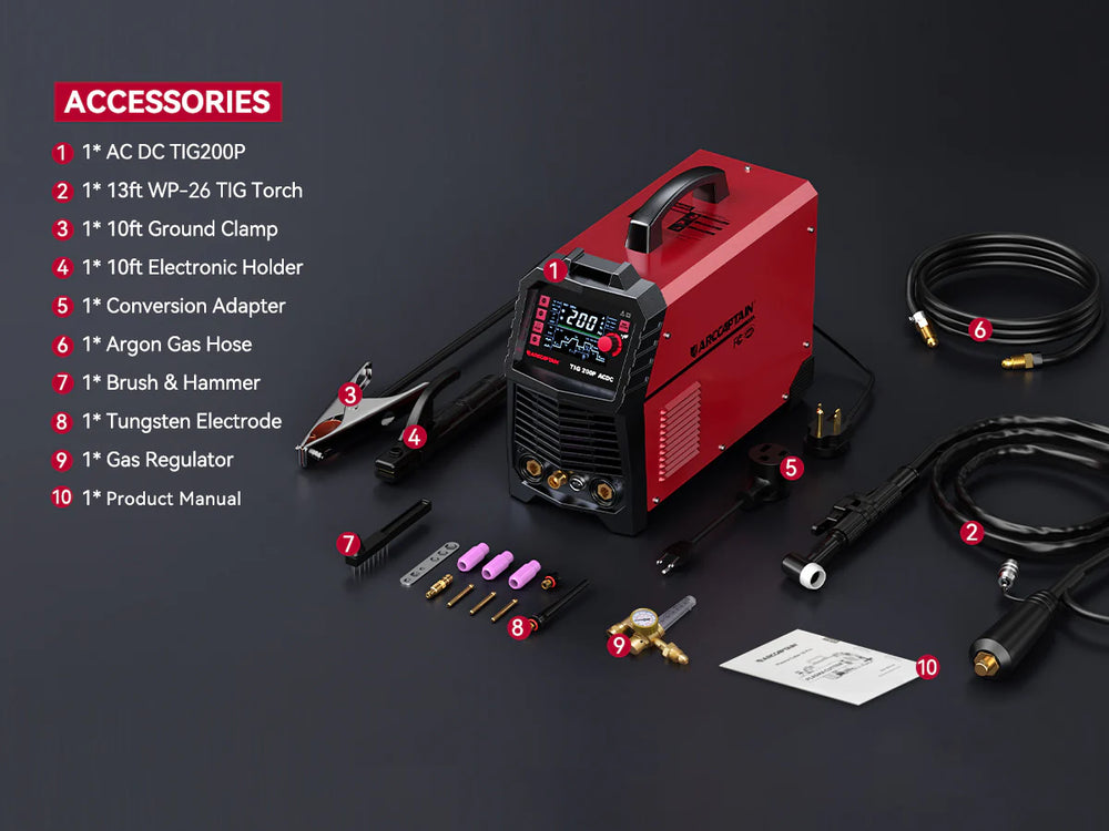 Arccaptain TIG200P Aluminum Welder AC/DC Pulse TIG Multi Process 110V/220V New