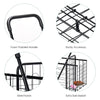 Folding shopping cart with adjustable handle, sturdy steel frame, and extra side basket for convenient storage.