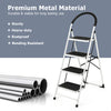 4-step folding ladder with anti-slip pedal platform, heavy-duty iron construction, 330 lbs capacity, ideal for home use.