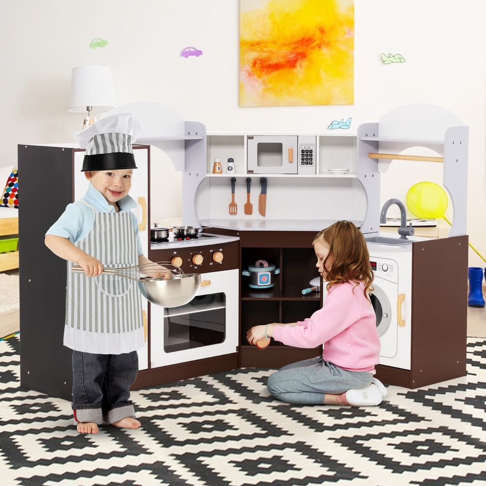 Toddler Kitchen Playset with Ice Maker Microwave Oven Sink and Washing Machine for Kids 3+ Years Old - Gallery View 1 of 9