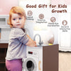 Toddler kitchen playset featuring a washing machine, sink, and microwave, designed for kids' imaginative play and skill.