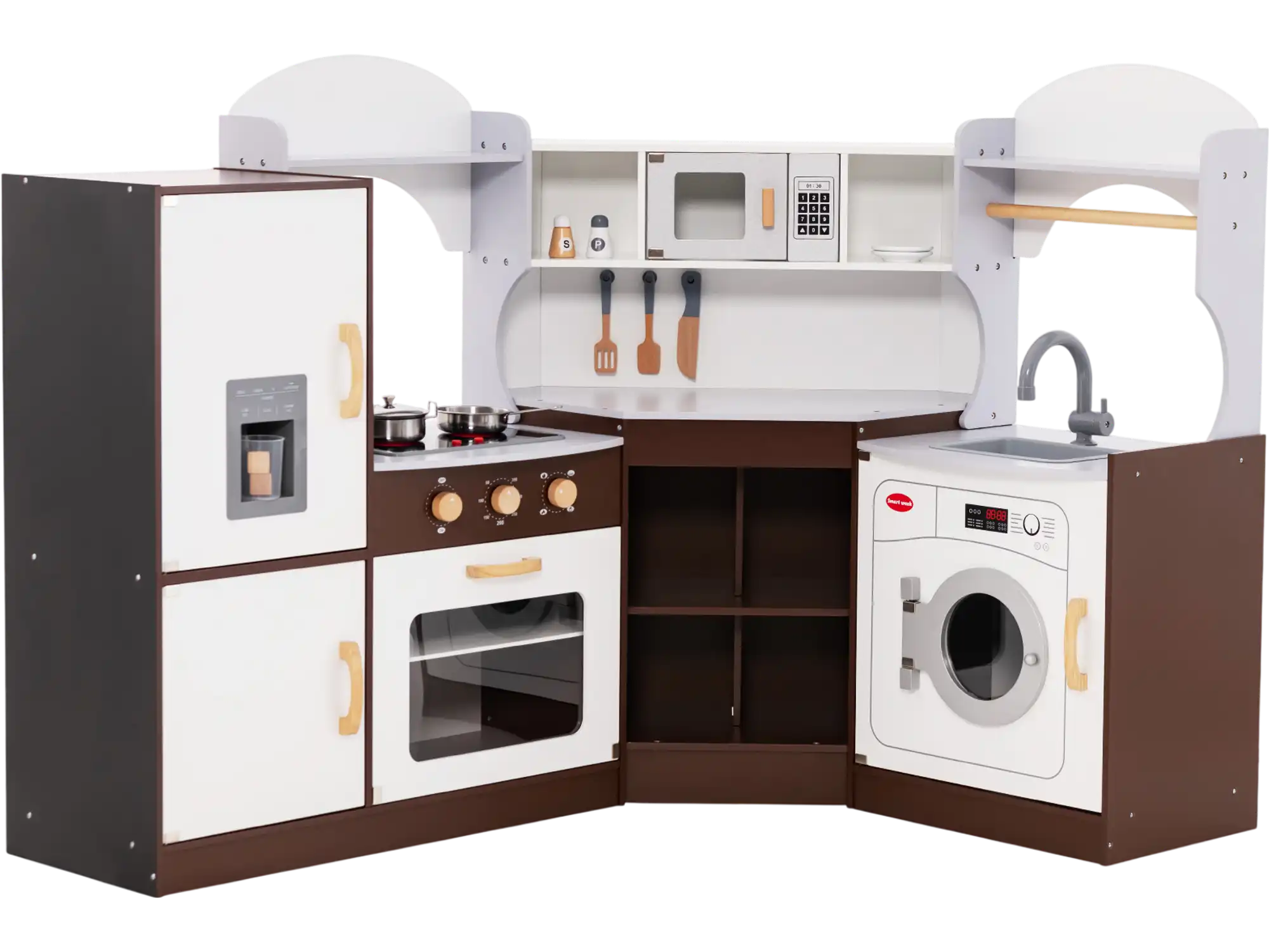 Costway Corner Kids Play Kitchen Washing Machine Ice Maker 54827163 New