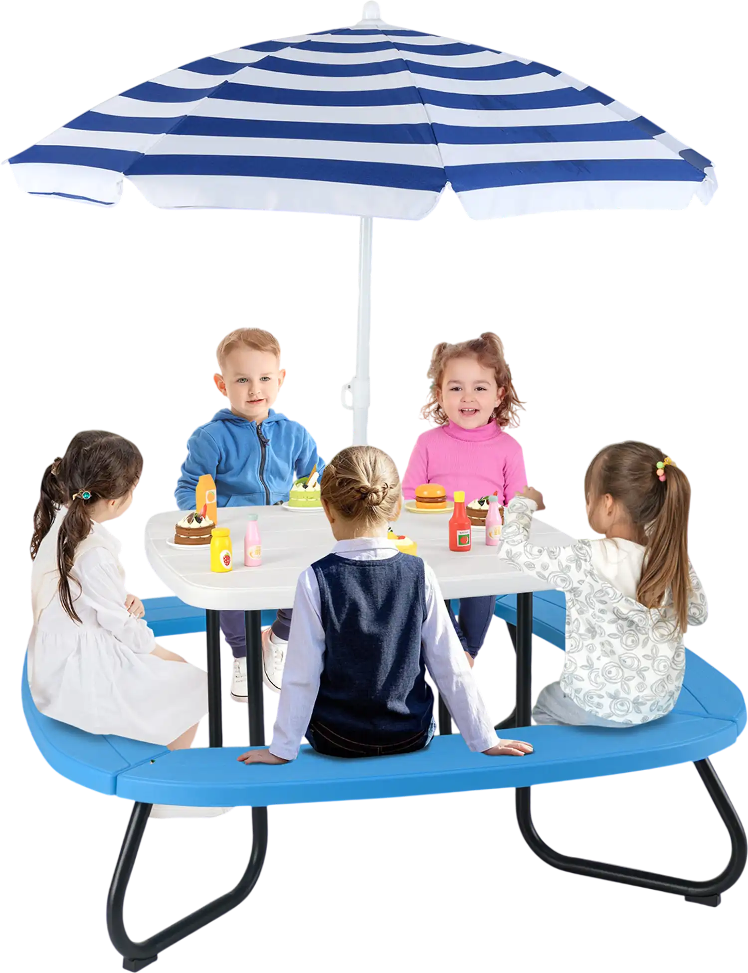 Costway Toddler Outdoor Activity Play Table w/ Adjustable Collapsible Umbrella White 162593478 New