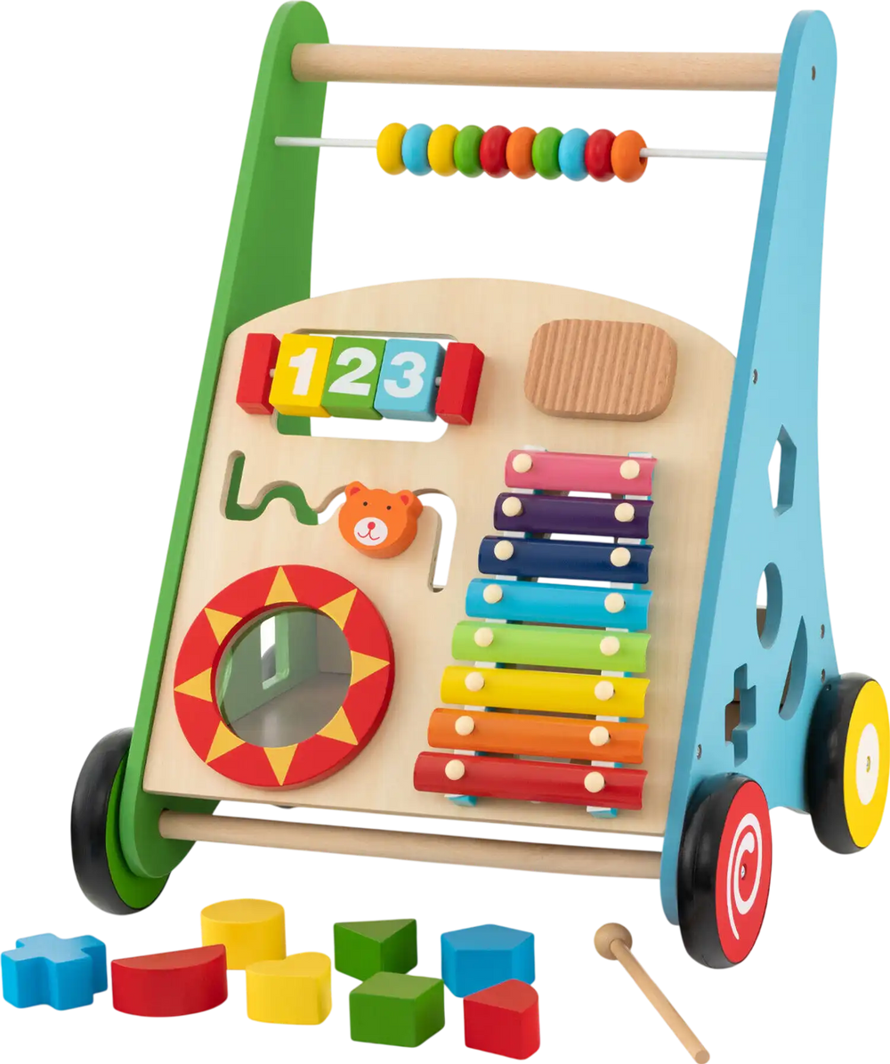 Toddler Push Walker Activity Center Toy with Burr-free Handle