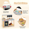Outdoor kid's mud kitchen set featuring a large stovetop, detachable water box, and movable countertop for imaginative.