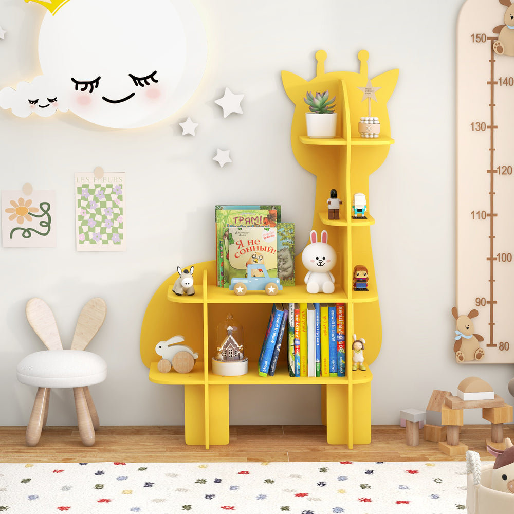 Kids Bookcase Toy Storage Organizer with Open Storage Shelves-Giraffe - Gallery View 1 of 10