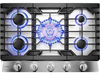 FOTILE 30-inch Tri-Ring stainless steel gas cooktop GLS30501, burners lit